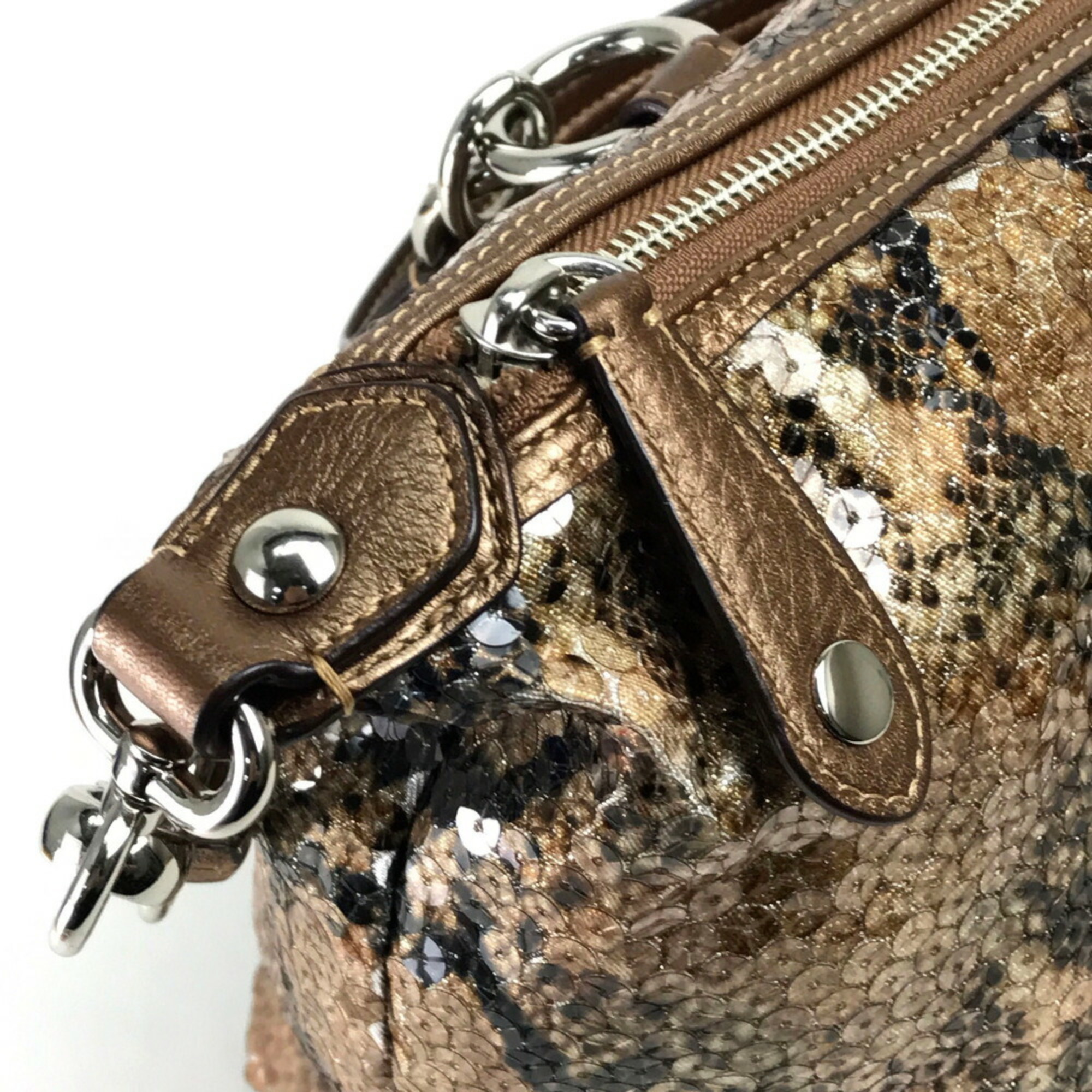 COACH 15269 Madison Sequin Audrey Boston Bag Handbag Sequins Women's Brown Beige