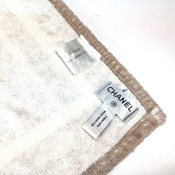 CHANEL Chanel Bicolor Beach Towel CC Coco Mark Bath Knee Blanket Cotton Women's Beige