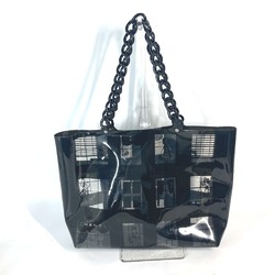 CHANEL Plastic Chain Window Line Tote Bag Shoulder Vinyl Women's Black