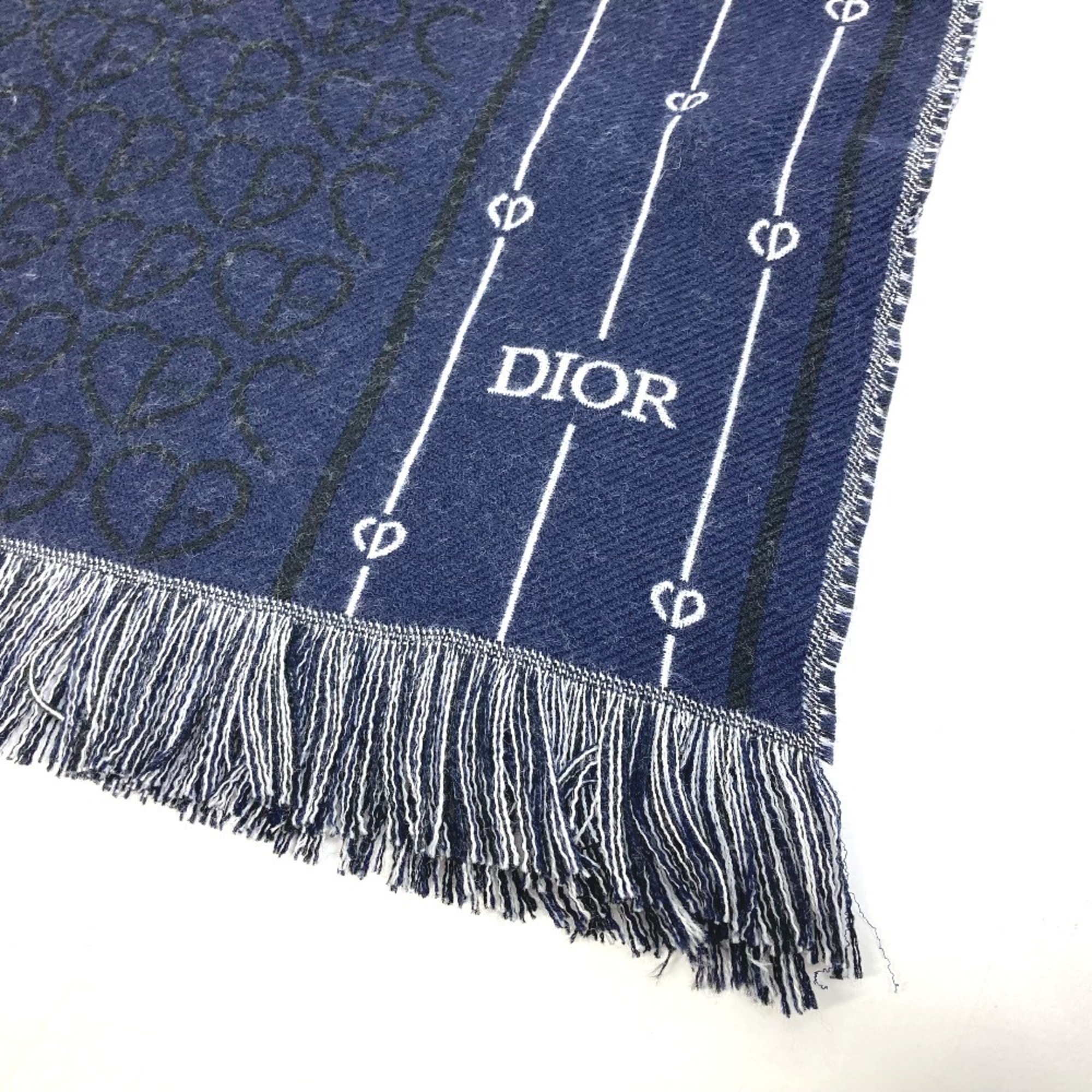 Christian Dior Dior 21P0001A0606 Heart Scarf Wool Men's Navy