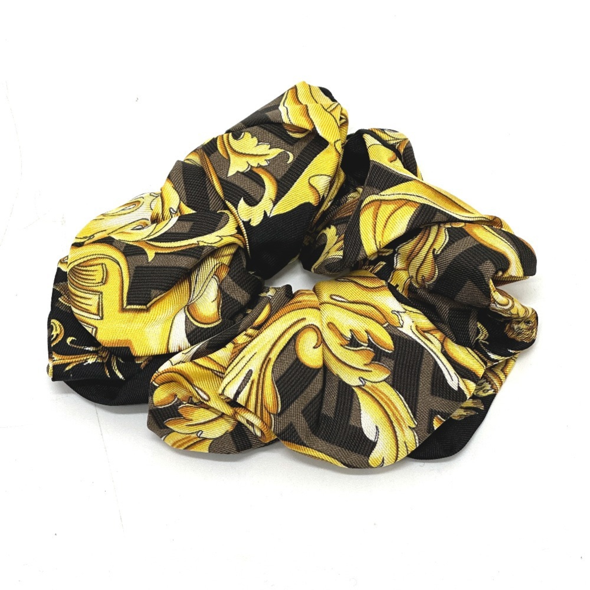 FENDI Versace collaboration Fendace Hair Tie Zucca Scrunchie Silk Women's Black