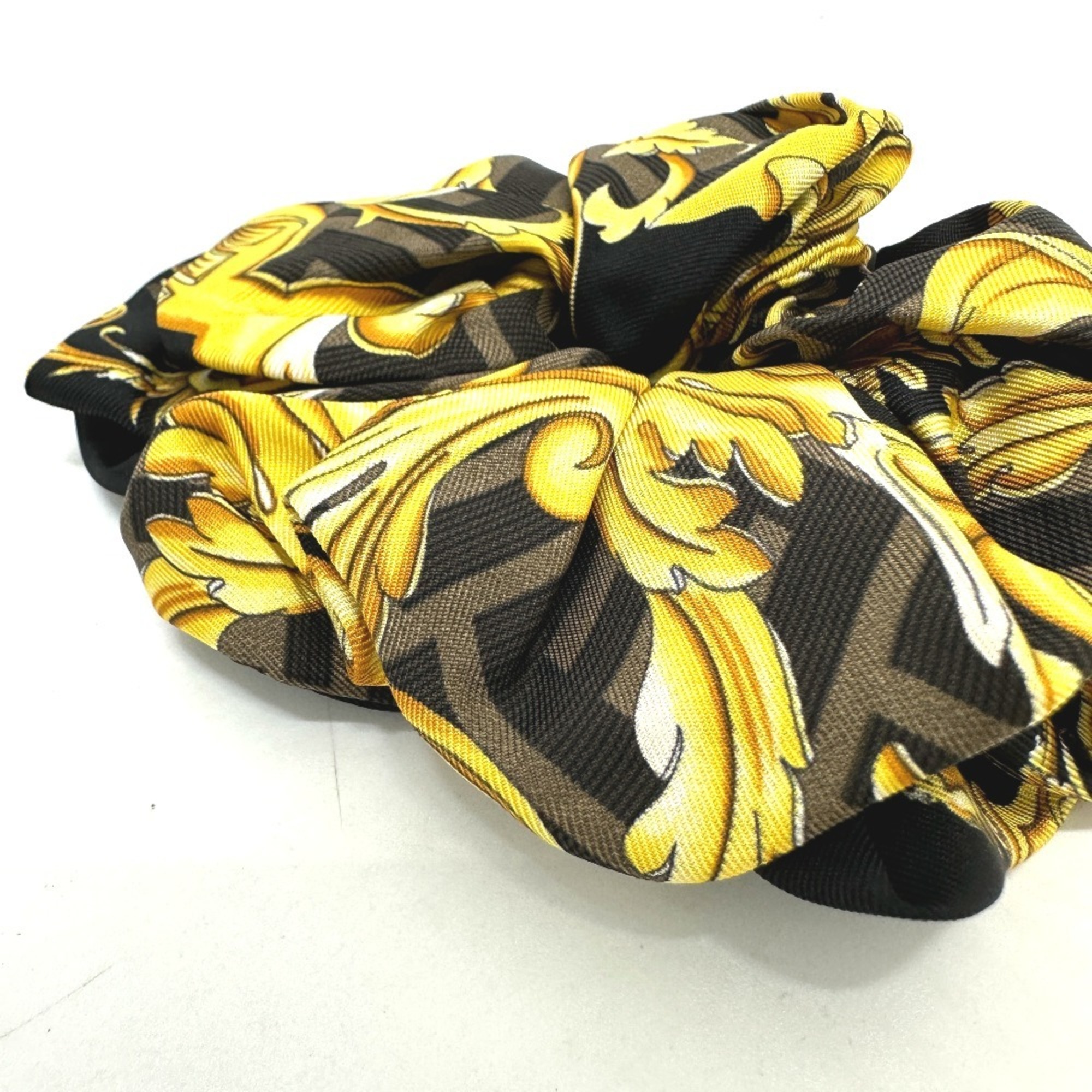 FENDI Versace collaboration Fendace Hair Tie Zucca Scrunchie Silk Women's Black