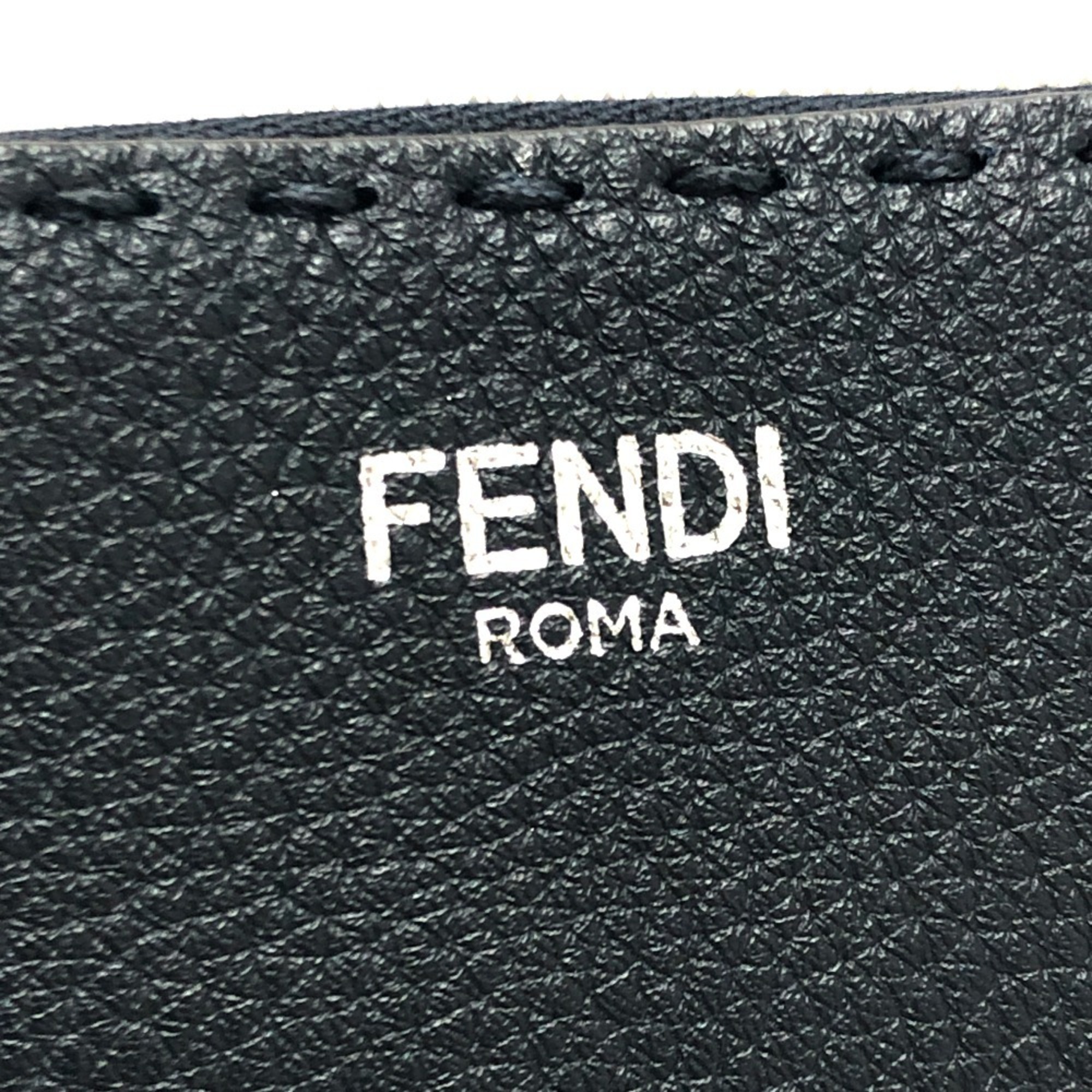 FENDI 8N0202 Selleria Strap Clutch Bag, Calf Leather, Men's, Lavagna Navy, Navy