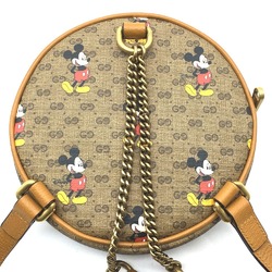 GUCCI 603730 Ebony GG Supreme x DISNEY Collaboration Mickey Print Backpack Leather Women's Light Brown Beige