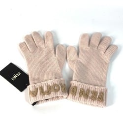 FENDI FXY574 Gloves Wool Women's Light Pink