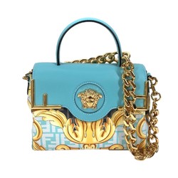 FENDI Versace collaboration FENDACE Medusa shoulder bag chain handbag leather ladies blue