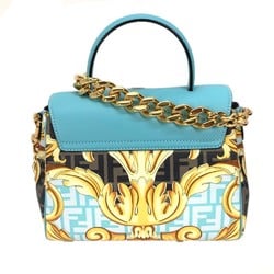 FENDI Versace collaboration FENDACE Medusa shoulder bag chain handbag leather ladies blue