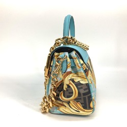 FENDI Versace collaboration FENDACE Medusa shoulder bag chain handbag leather ladies blue