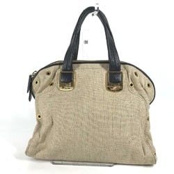 FENDI 8BL114 Chameleon Shoulder Bag Tote Handbag Linen Leather Women's Beige