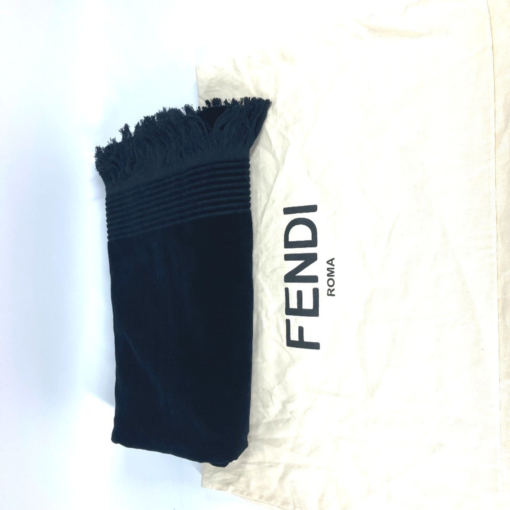 FENDI FXA008 Karl Lagerfeld Bath Towel, Knee Blanket, Carlito Beach Large Cotton, Women's, Black