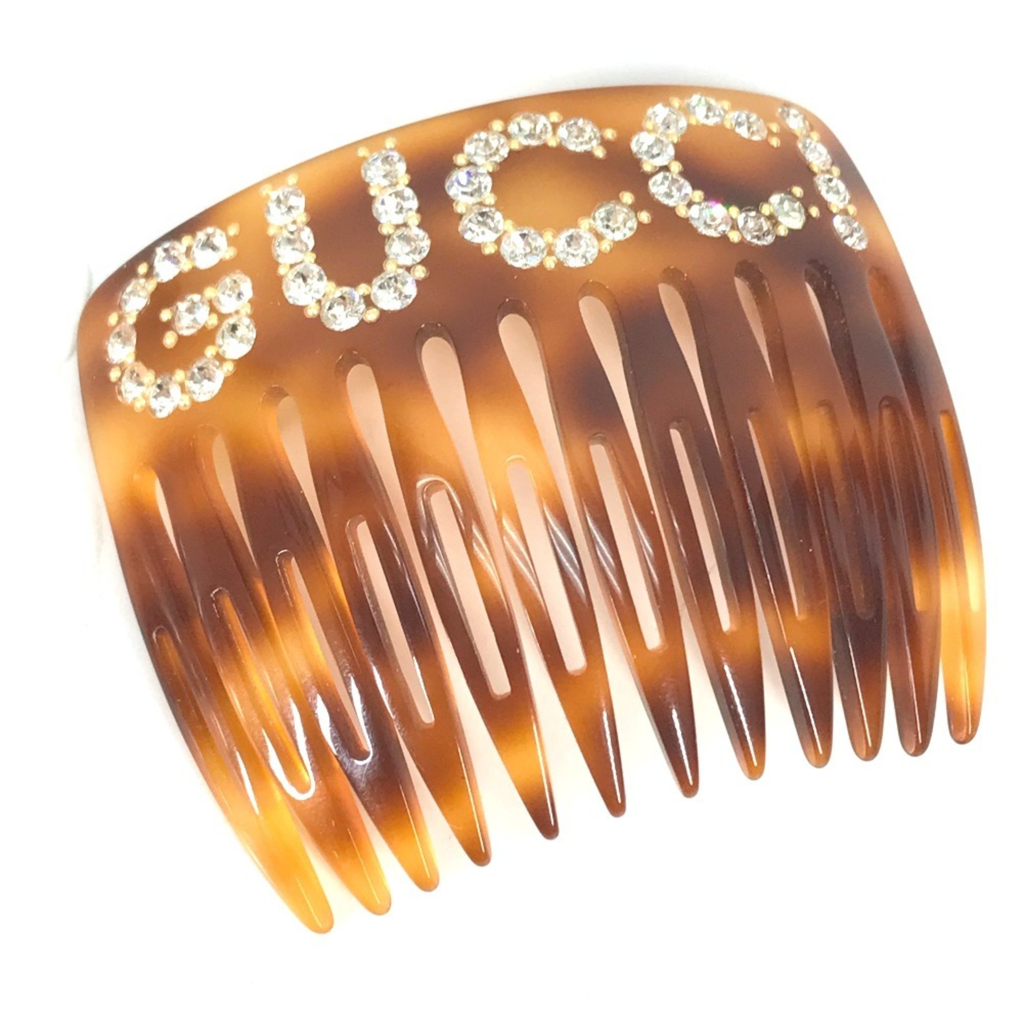 GUCCI 503957 Rhinestone GG Hair Comb Accessories Plastic Women's Brown