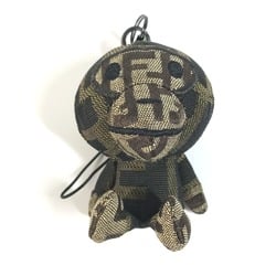 FENDI A BATHING APE Collaboration Milo Zucca Mobile Phone Strap Plush Charm Canvas Men's Brown