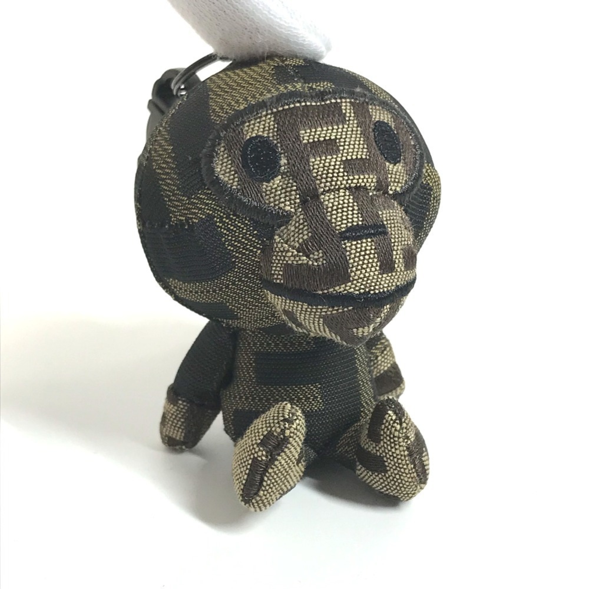 FENDI A BATHING APE Collaboration Milo Zucca Mobile Phone Strap Plush Charm Canvas Men's Brown