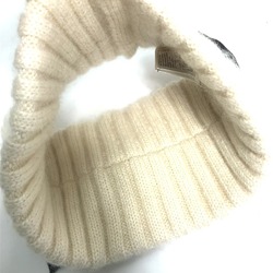 CHANEL Ribbon Neck Warmer Camellia Snood Scarf Cashmere Mohair Women's White