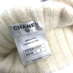 CHANEL Ribbon Neck Warmer Camellia Snood Scarf Cashmere Mohair Women's White