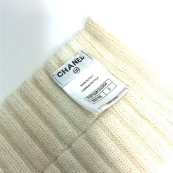 CHANEL Ribbon Neck Warmer Camellia Snood Scarf Cashmere Mohair Women's White