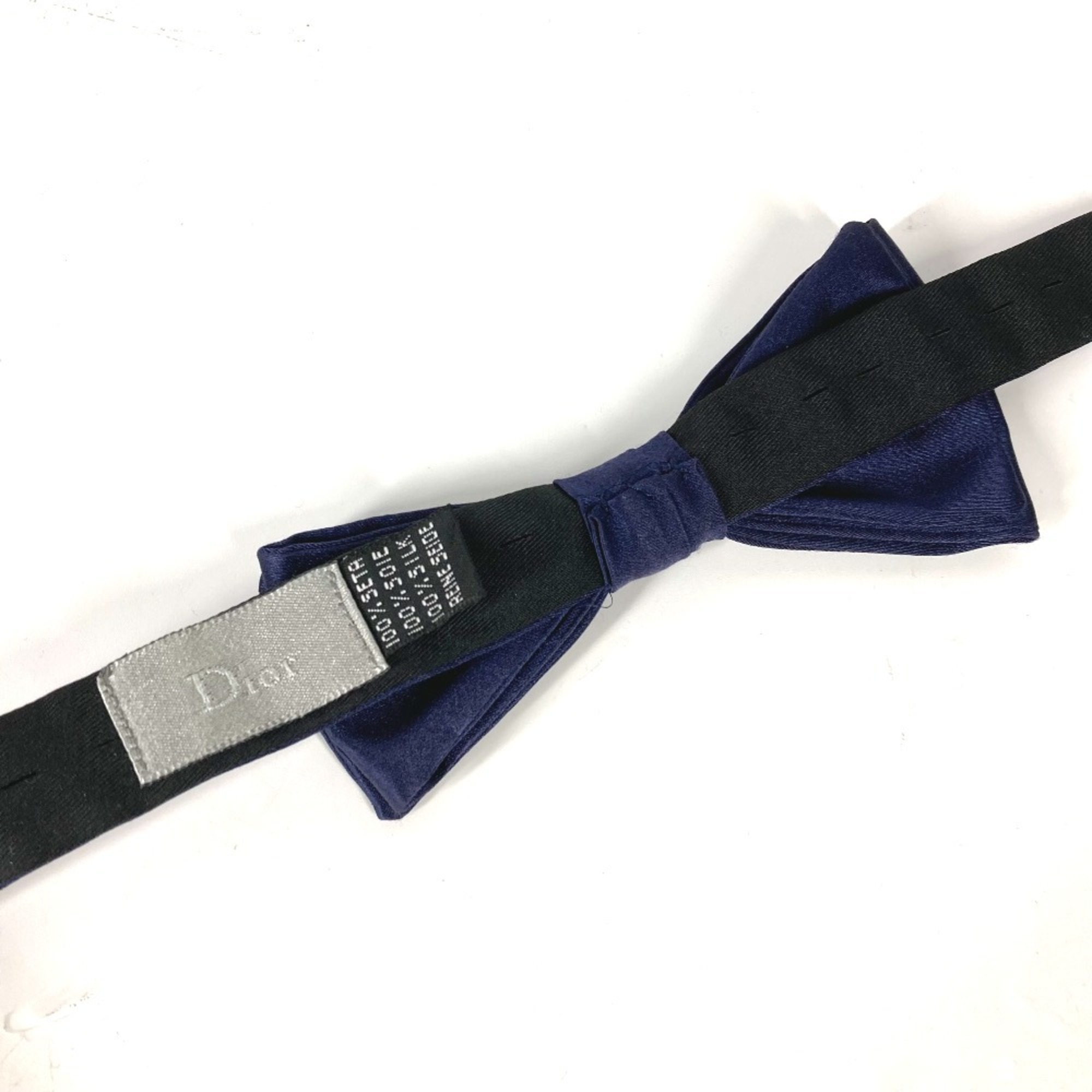 DIOR HOMME Ribbon Bow Tie Silk Necktie Men's Navy