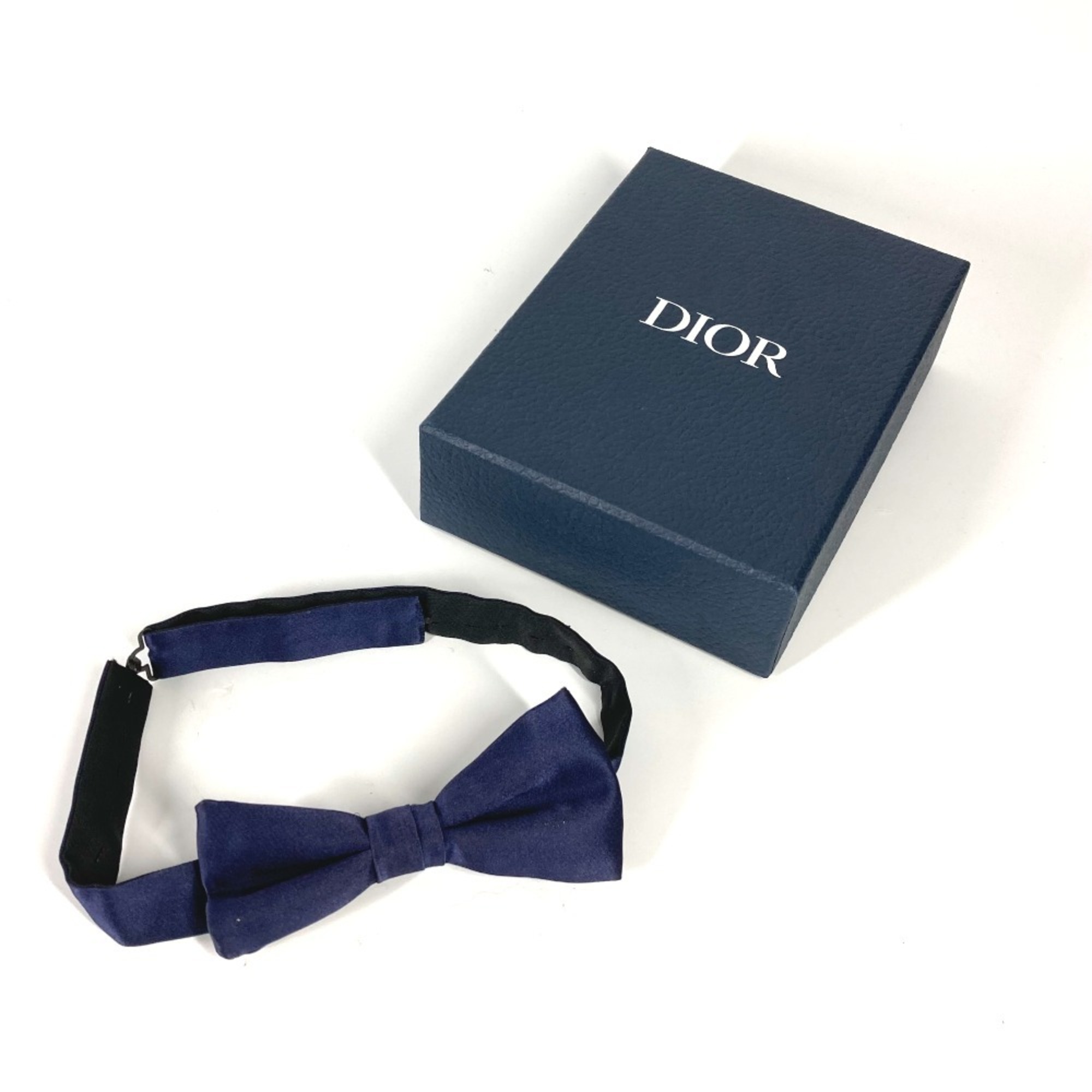 DIOR HOMME Ribbon Bow Tie Silk Necktie Men's Navy