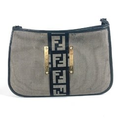 FENDI Shoulder Bag Canvas Leather Women's Grey