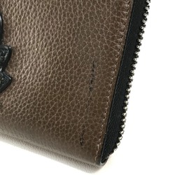 Christian Louboutin 1175060 Studded Panettone Round Long Wallet Calf Leather Men's Cafe Brown