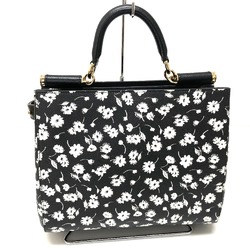 Dolce & Gabbana DOLCE&GABBANA BR5966 Flower Tote Bag Handbag Shoulder Leather Women's Black