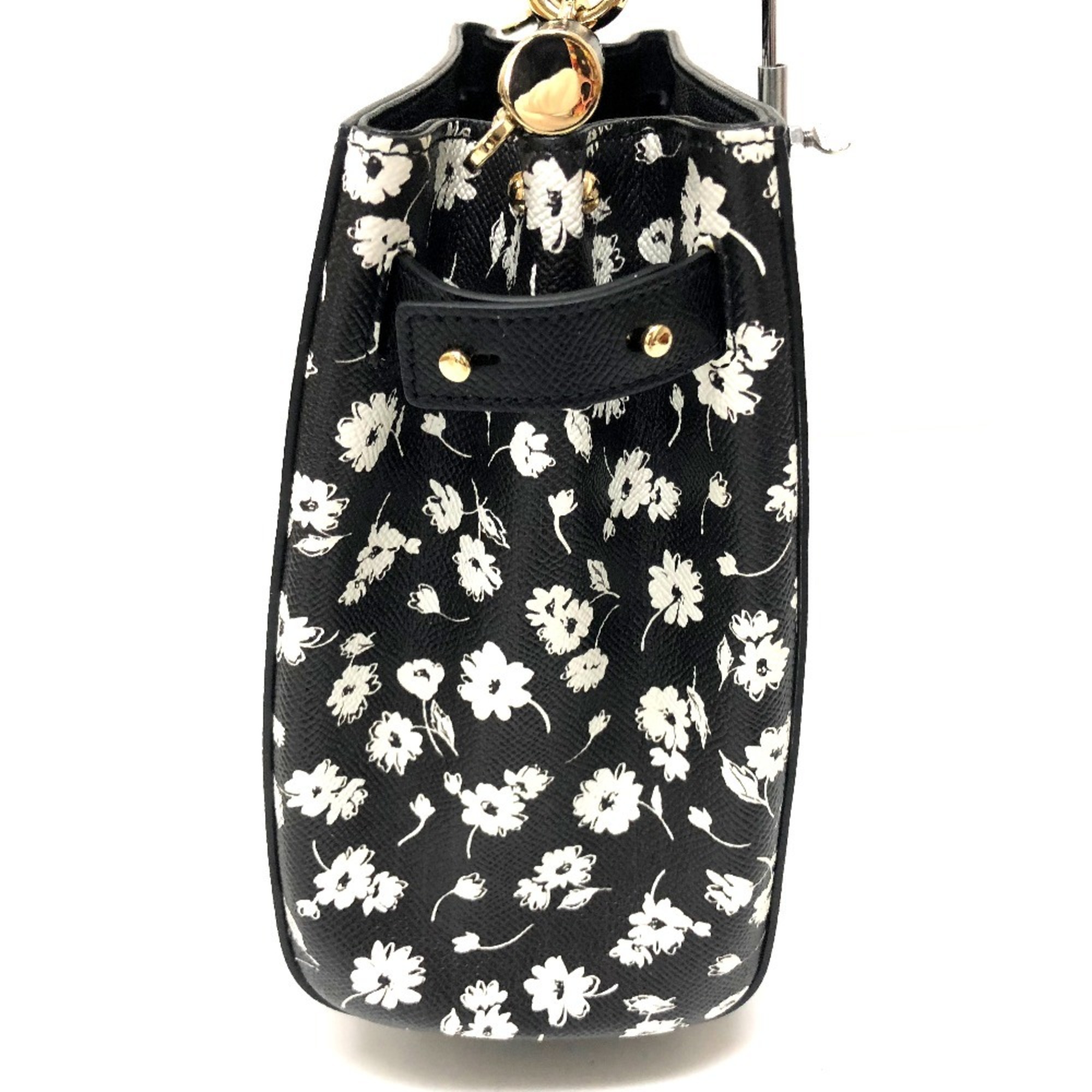 Dolce & Gabbana DOLCE&GABBANA BR5966 Flower Tote Bag Handbag Shoulder Leather Women's Black