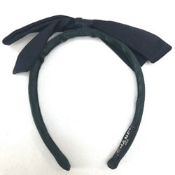 CHANEL Chanel Ribbon Hair Satin Women's Black x Dark Green