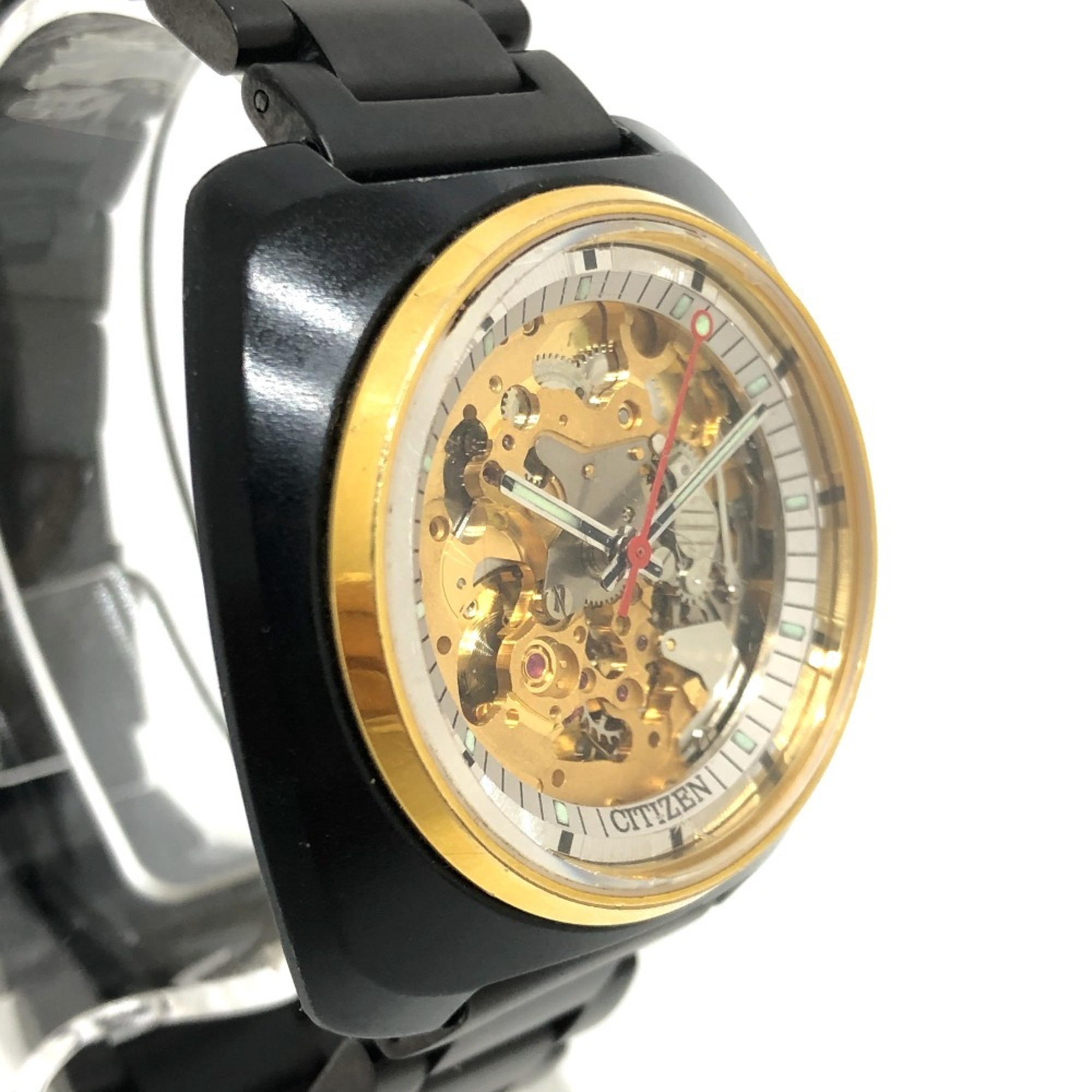 CITIZEN Blacky Double-sided Skeleton Automatic Watch SS Men's Black