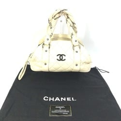 CHANEL Bubble Quilt CC Coco Mark Chain Boston Bag Handbag Leather Women's Beige