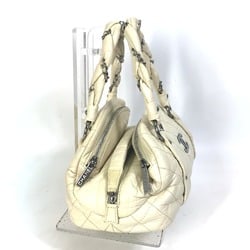 CHANEL Bubble Quilt CC Coco Mark Chain Boston Bag Handbag Leather Women's Beige