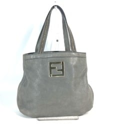 FENDI 8BR650 Tote Bag FF Chain Shoulder Leather Women's Grey