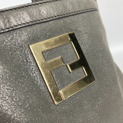 FENDI 8BR650 Tote Bag FF Chain Shoulder Leather Women's Grey