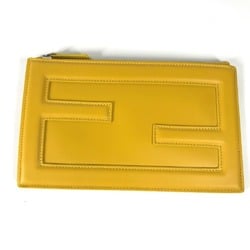 FENDI 7N0114 Pouch Clutch Bag Leather Women's Yellow