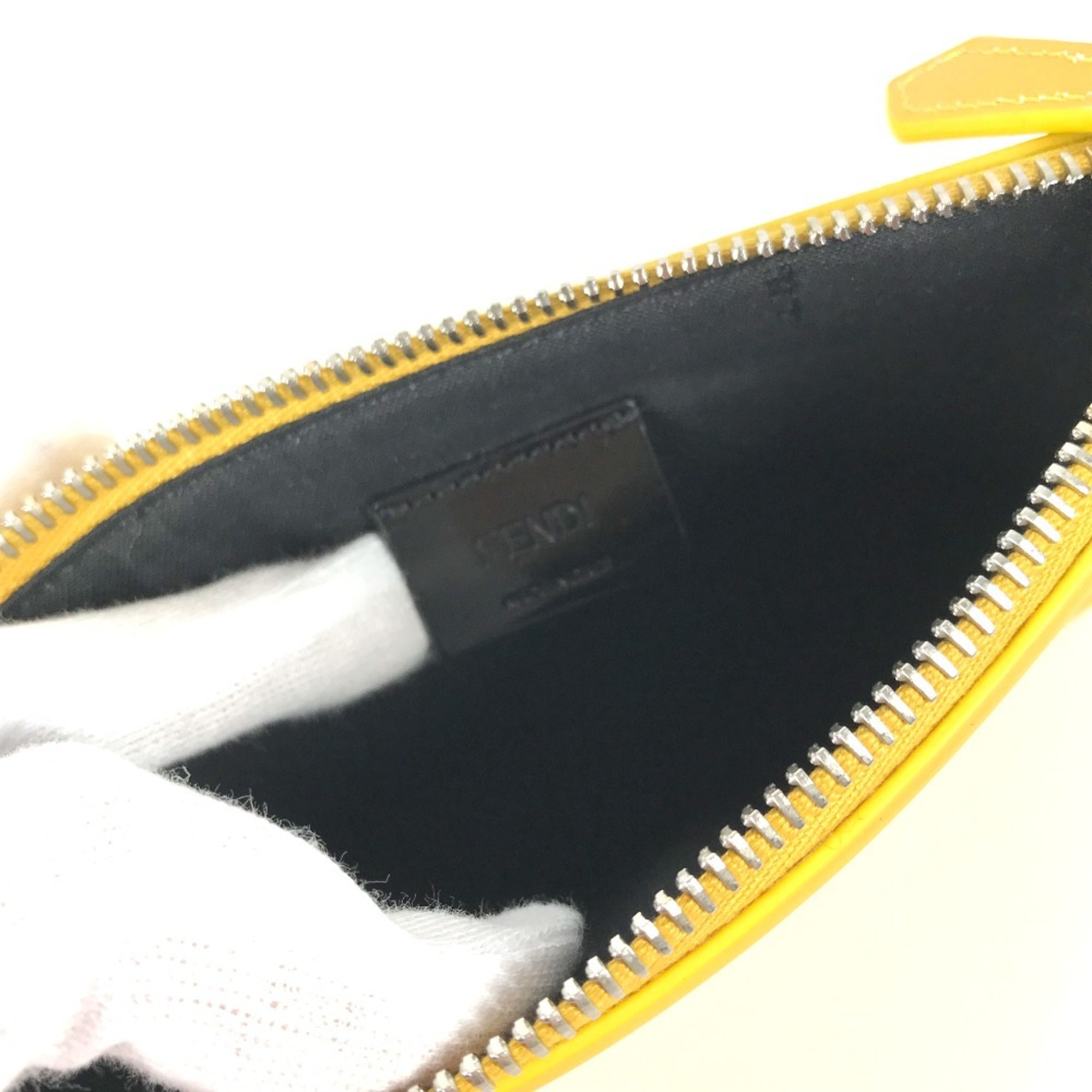 FENDI 7N0114 Pouch Clutch Bag Leather Women's Yellow