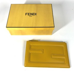 FENDI 7N0114 Pouch Clutch Bag Leather Women's Yellow