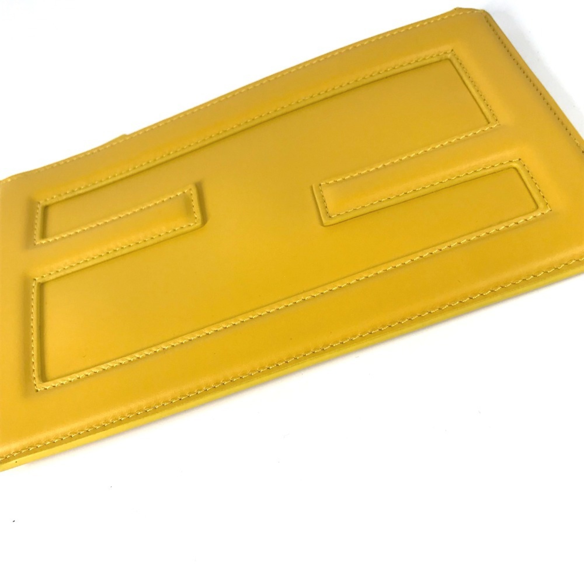 FENDI 7N0114 Pouch Clutch Bag Leather Women's Yellow