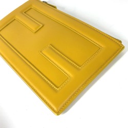 FENDI 7N0114 Pouch Clutch Bag Leather Women's Yellow