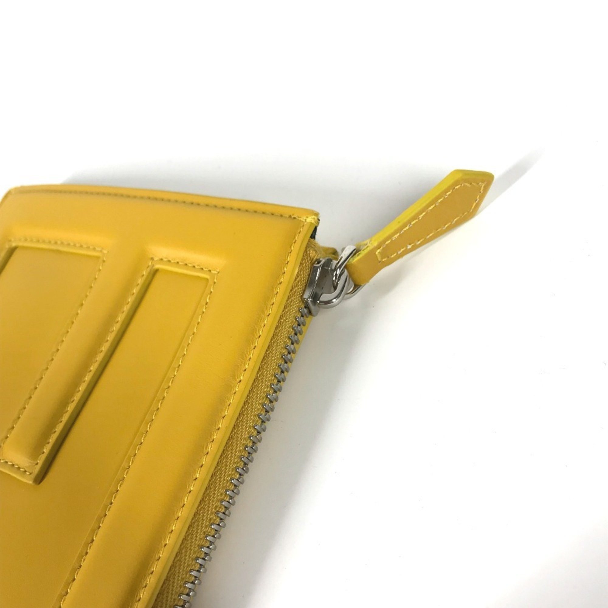 FENDI 7N0114 Pouch Clutch Bag Leather Women's Yellow