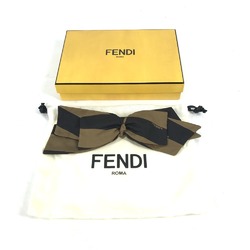 FENDI FXT288 Pecan Ribbon Hair Barrette Silk Women's Brown