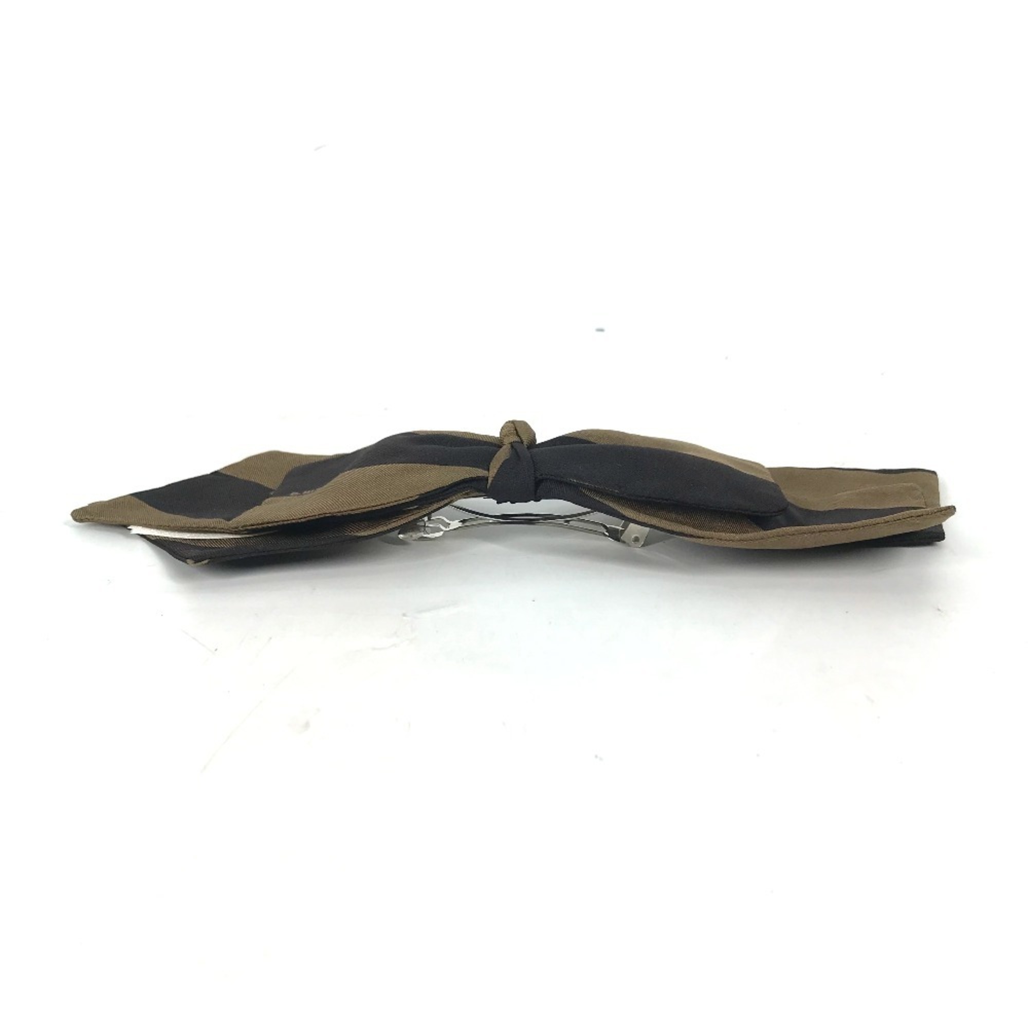 FENDI FXT288 Pecan Ribbon Hair Barrette Silk Women's Brown