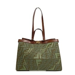 FENDI 8BH374 FF Peekaboo X Tote Shoulder Bag Cotton Women's Green