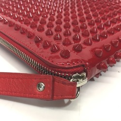 Christian Louboutin spike studs clutch bag iPad case patent leather men's women's red