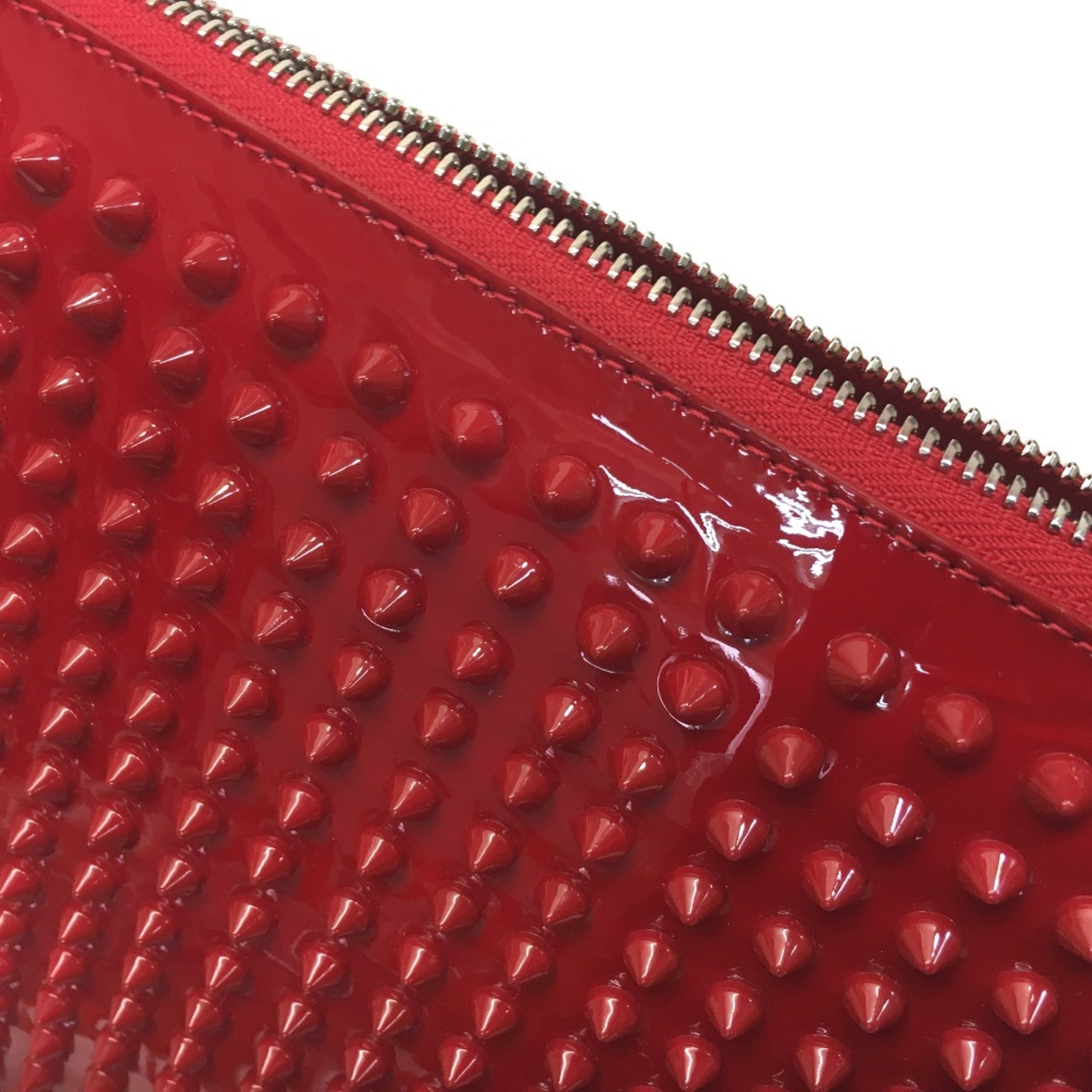 Christian Louboutin spike studs clutch bag iPad case patent leather men's women's red