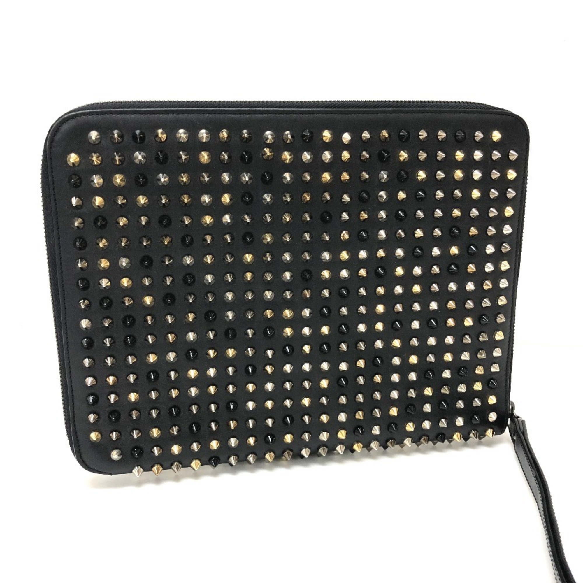 Christian Louboutin Spike Studs Round Cover iPad Case Leather Women's Black