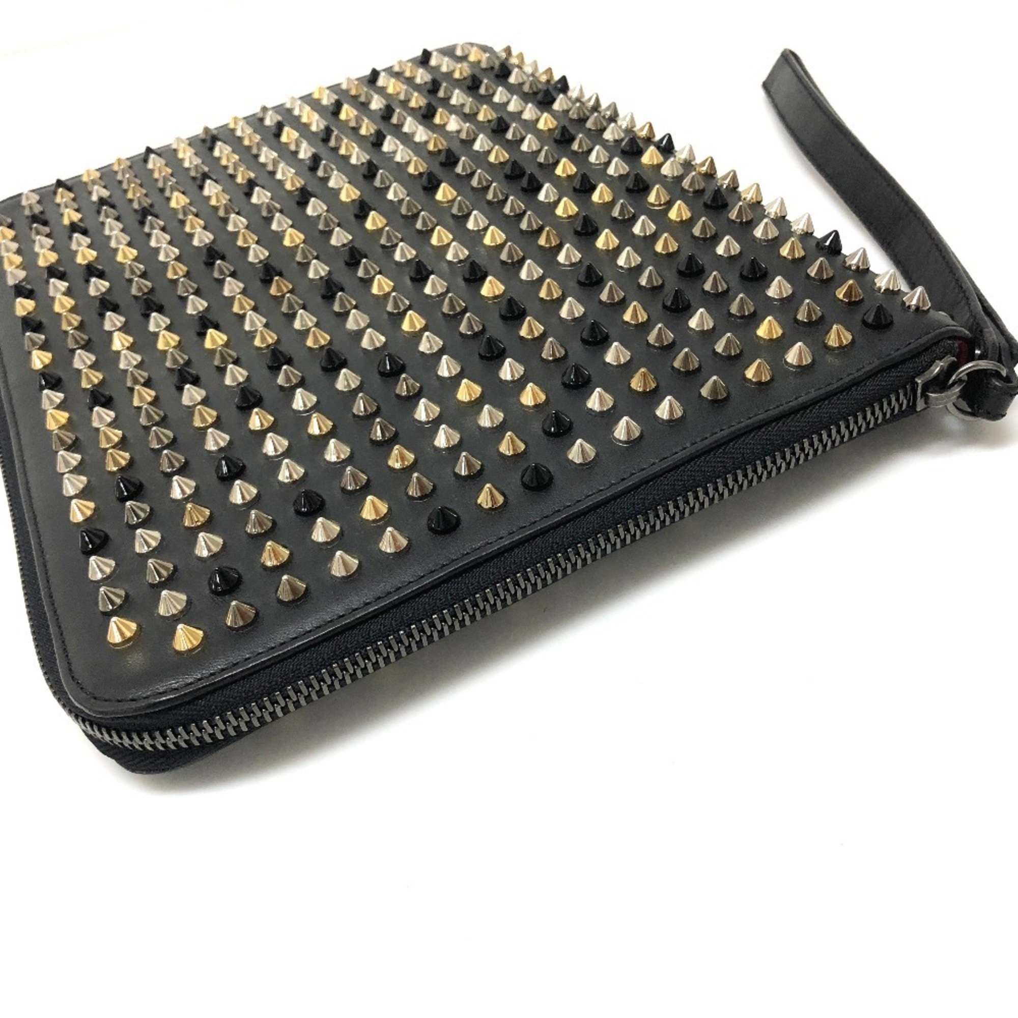 Christian Louboutin Spike Studs Round Cover iPad Case Leather Women's Black