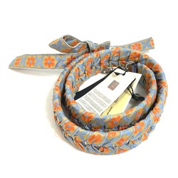 FENDI 8AV077 Flower Ribbon Strap You Shoulder Leather Canvas Women's Blue x Orange