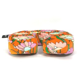 FENDI Flower Neck Pillow & Eye Mask Set Travel Cushion Velour Women's Orange