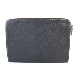 FENDI Selleria L-shaped clutch bag in leather for men, dark brown