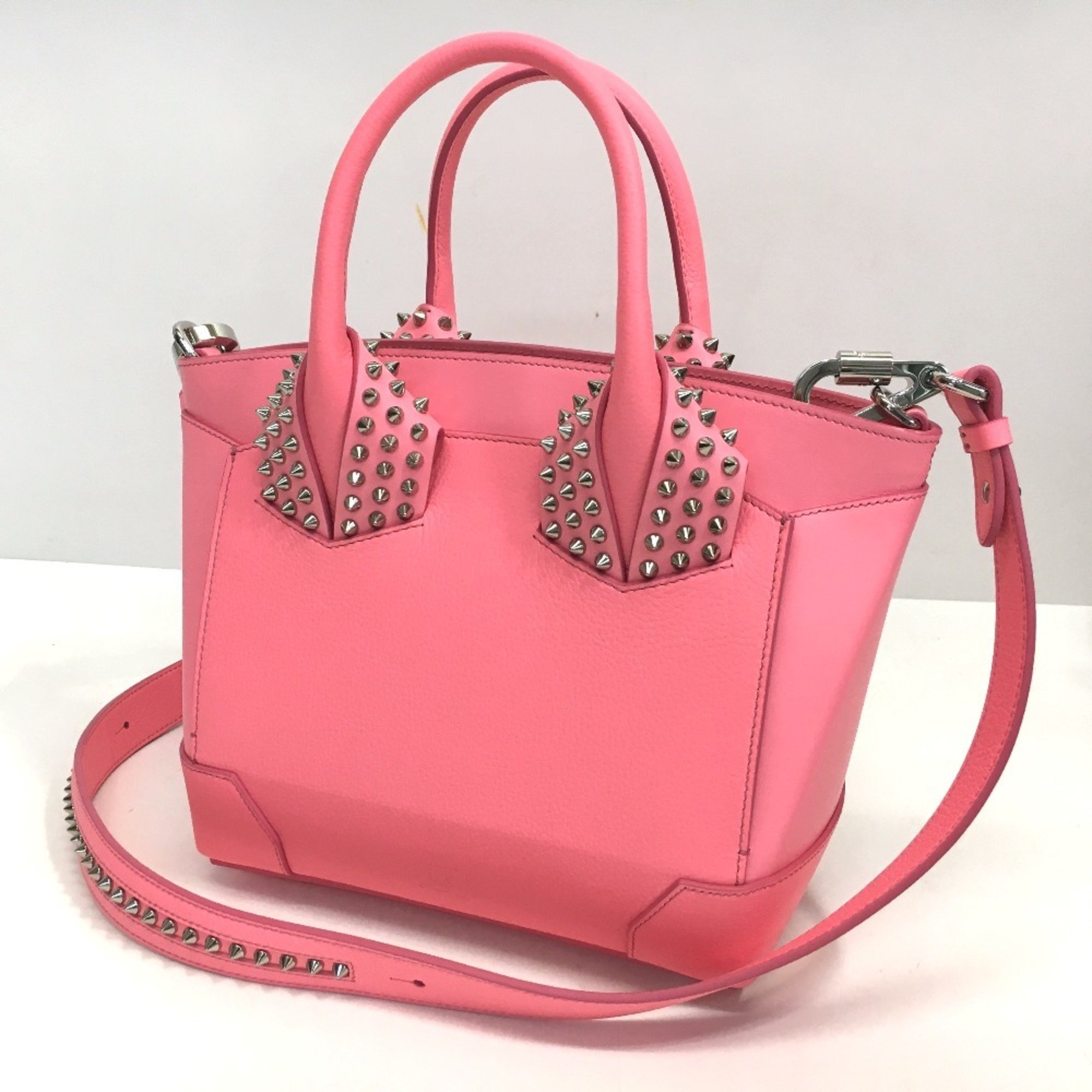 Christian Louboutin Eloise Spike Studs Shoulder Bag Handbag Leather Women's Pink