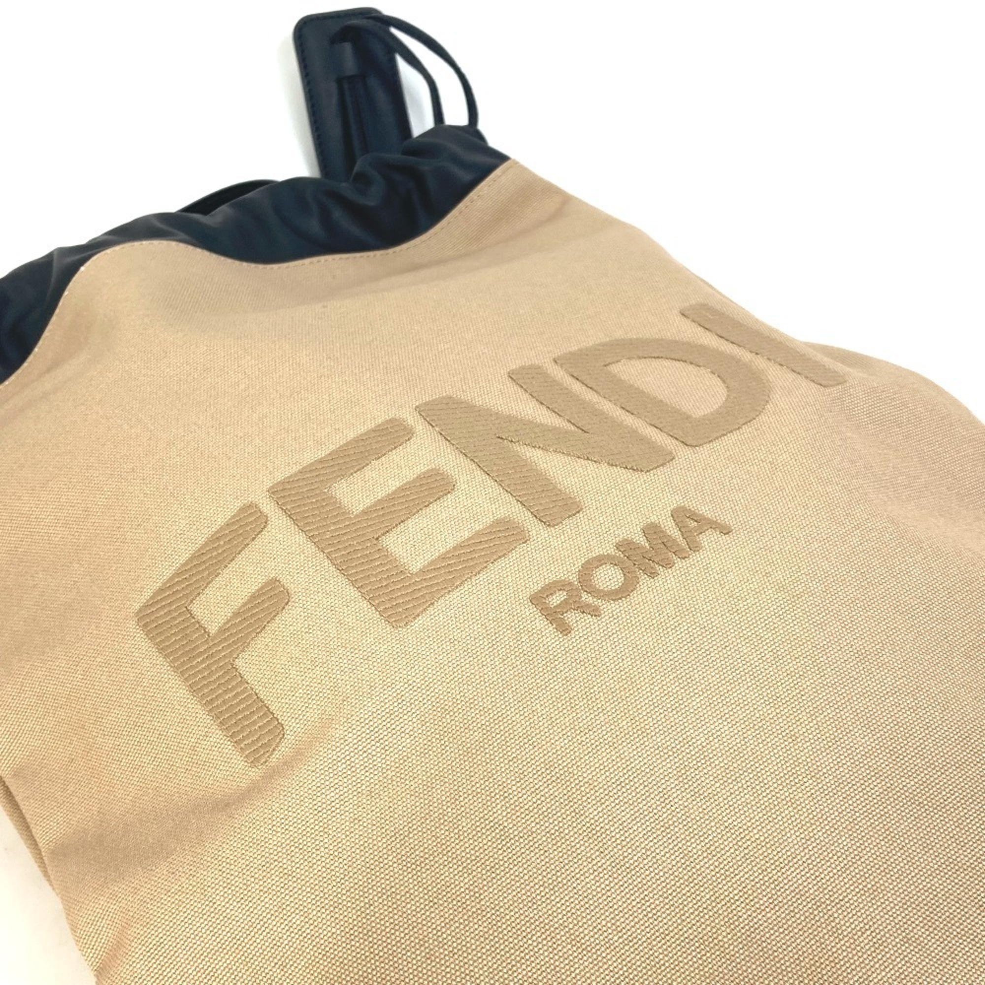 FENDI 7VZ057 Knapsack Backpack Handbag Rucksack Canvas Leather Women's Beige